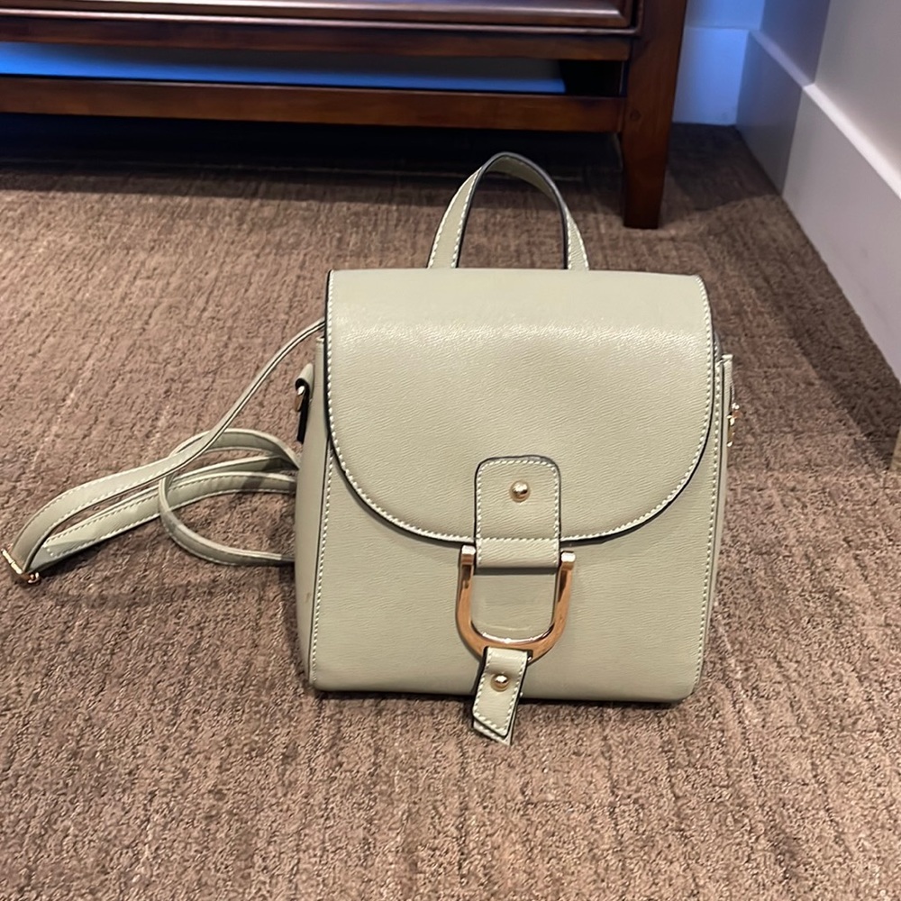 Brand new backpack purse. Olive green. Silver hardware